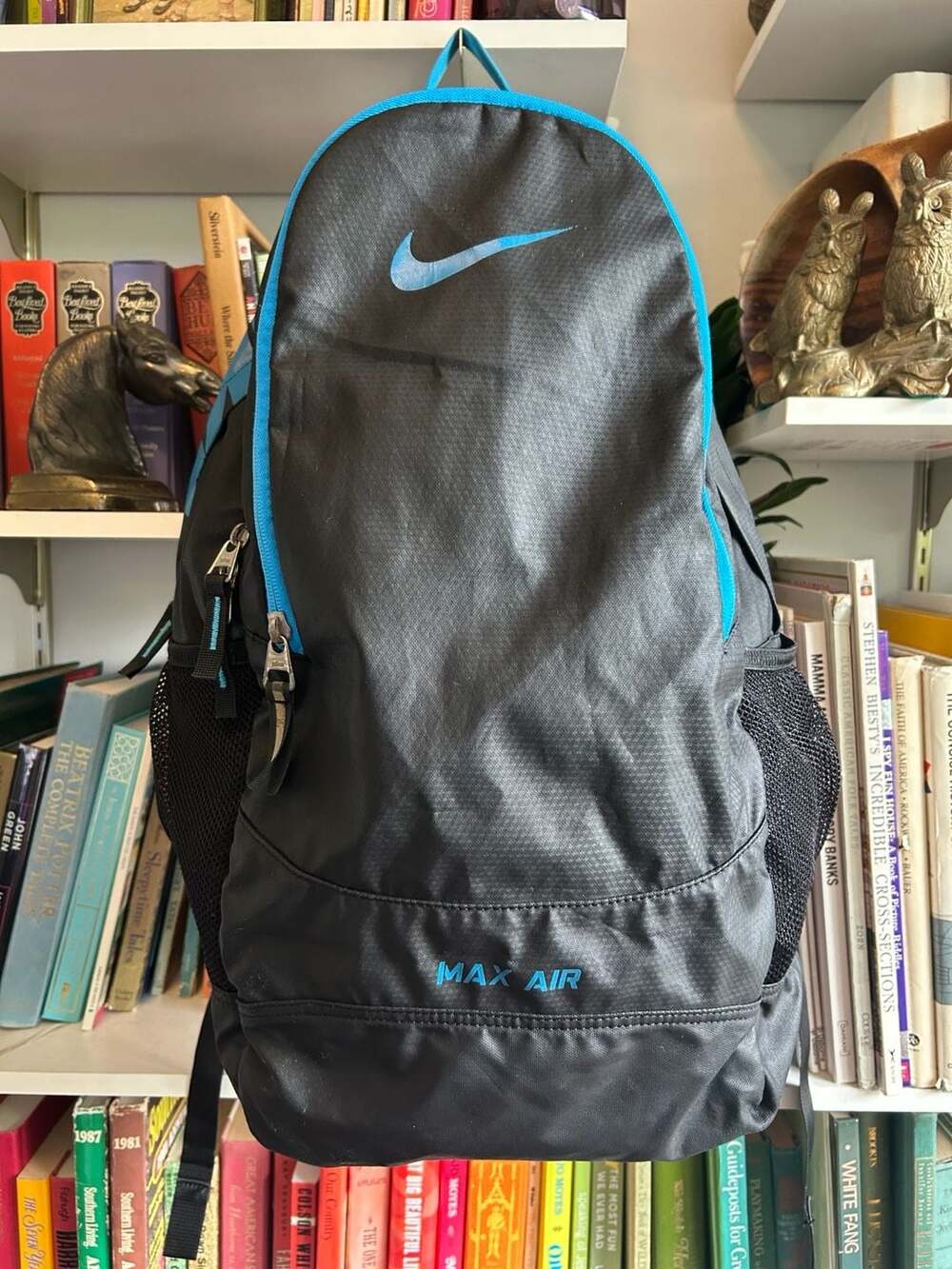 Nike Max Air Athletic School Backpack - Black and Blue